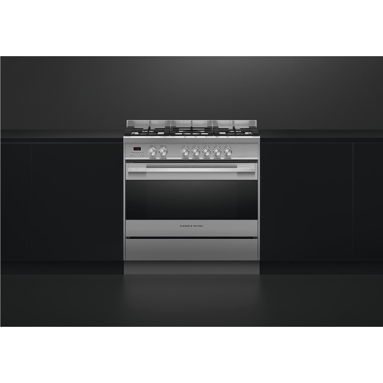 Fisher & Paykel Contemporary 90cm Single Oven Dual Fuel Range Cooker - Stainless Steel