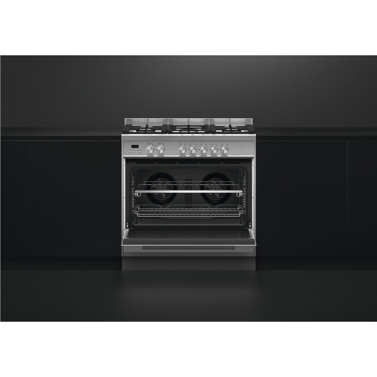 Fisher & Paykel Contemporary 90cm Single Oven Dual Fuel Range Cooker - Stainless Steel