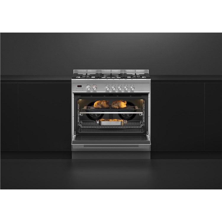 Fisher & Paykel Contemporary 90cm Single Oven Dual Fuel Range Cooker - Stainless Steel