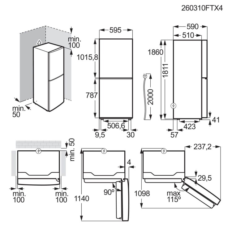 AEG Series 6000 304 Litre 60/40 Freestanding Fridge Freezer - Silver