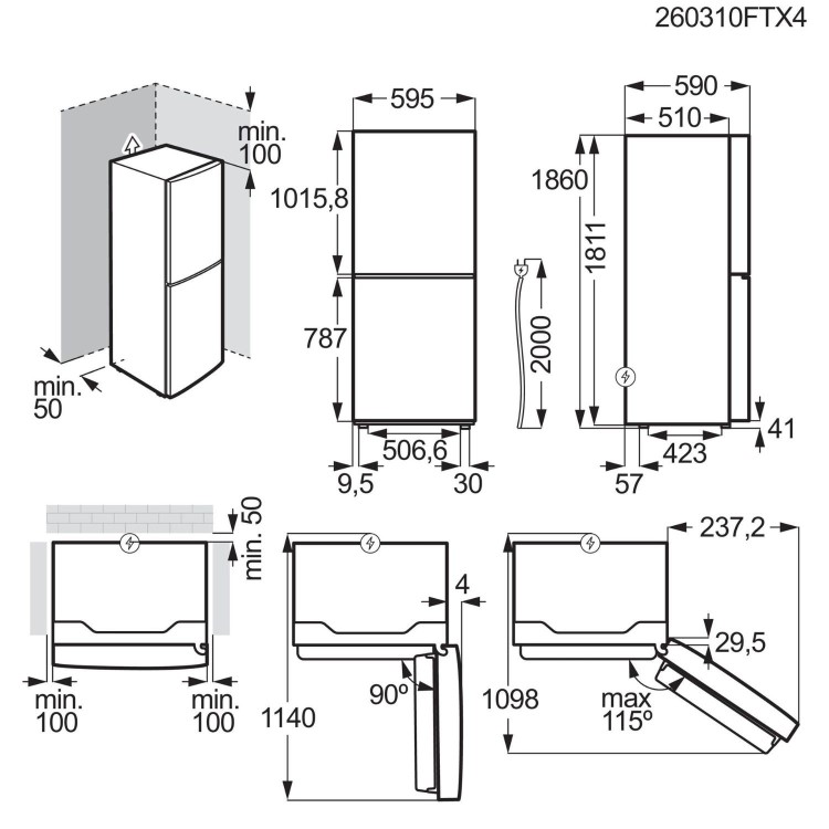 AEG Series 6000 304 Litre 60/40 Freestanding Fridge Freezer - White