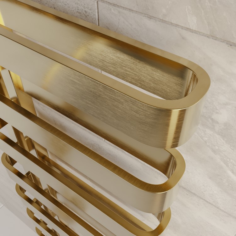 Brass Designer Curved Towel Radiator 1300 x 500mm - Ordos