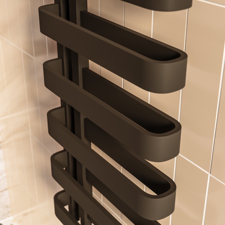 Black Designer Curved Towel Radiator 850 x 500mm – Ordos