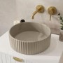 Matt Beige Round Countertop Basin Fluted 360mm - Oregon
