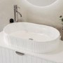 White Oval Fluted Countertop Basin 573mm - Oregon