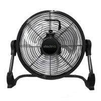 electriQ 12-inch Rechargeable Metal Body Quiet DC Floor Fan - Indoor & Outdoor Use - Black