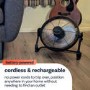 electriQ 12-inch Rechargeable Metal Body Quiet DC Floor Fan - Indoor & Outdoor Use - Black