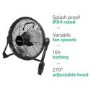 electriQ 12-inch Rechargeable Black Quiet DC Floor Fan - Versatile Metal Body for Indoor Outdoor and Commercial Use