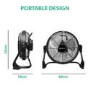 Refurbished electriQ 12-inch Rechargeable Quiet DC Floor Fan - Versatile Metal Body for Indoor Outdoor and Commercial Use - Black