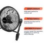 electriQ 12-inch Rechargeable Metal Body Quiet DC Floor Fan - Indoor & Outdoor Use - Black