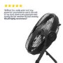 electriQ 12-inch Rechargeable Metal Body Quiet DC Floor Fan - Indoor & Outdoor Use - Black