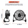 electriQ 12-inch Rechargeable Metal Body Quiet DC Floor Fan - Indoor & Outdoor Use - Black