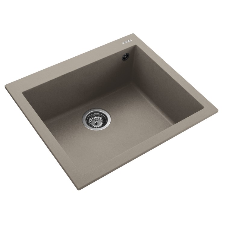Rangemaster Oridian Single Bowl Inset Granite Kitchen Sink - Pebble