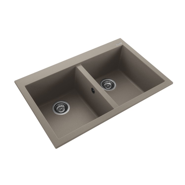 Rangemaster Oridian 2 Bowl Inset Granite Kitchen Sink - Pebble
