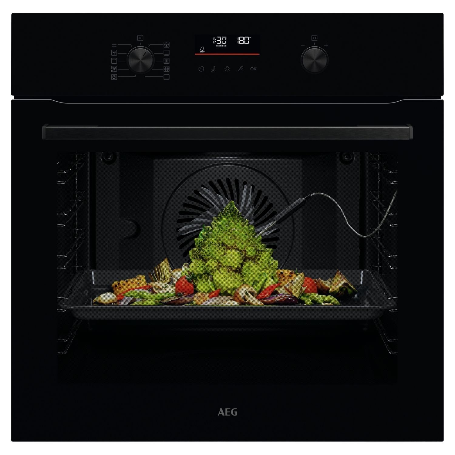 Aeg Black 6000 Series Sensecook Electric Single Oven Size 59.5