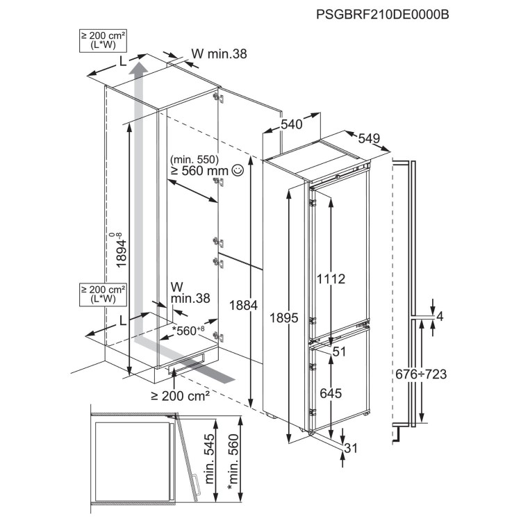AEG 7000 Series 269 Litre 70/30 Integrated Fridge Freezer