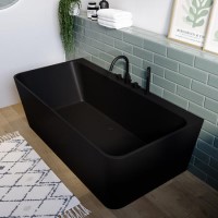 Matt Black Freestanding Double Ended Back to Wall Bath 1700 x 740mm - Oslo Matt Black Freestanding Double Ended Back to Wall Bath 1700 x 740mm - Oslo