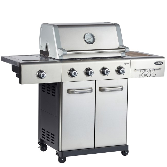 Outback OUT370767 Jupiter 4 Burner Hybrid BBQ Grill with Side Burner