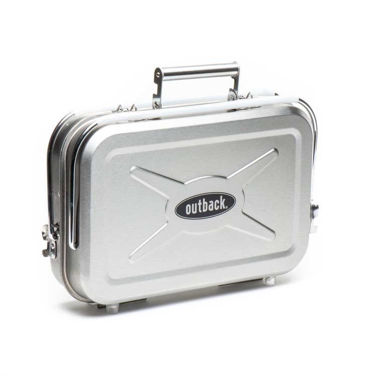 Outback Portable - Briefcase Style Charcoal BBQ Grill - Stainless Steel
