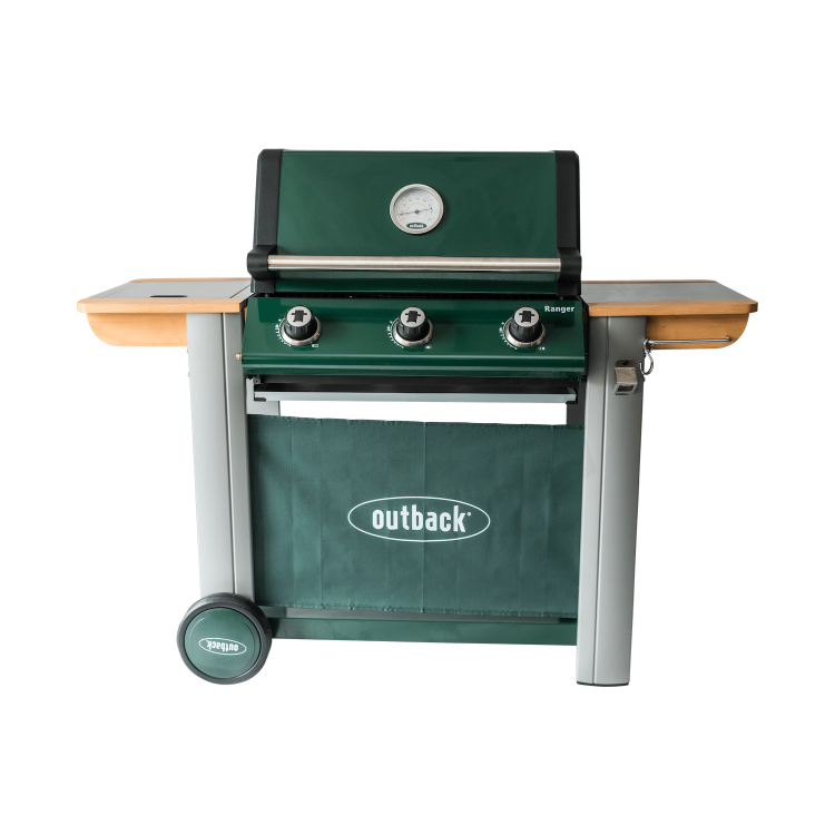Outback Ranger 3 Burner Hybrid Gas BBQ in Green