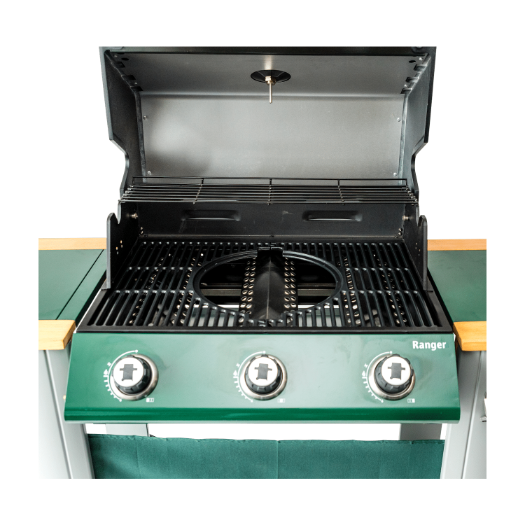 Outback Ranger 3 Burner Hybrid Gas BBQ in Green