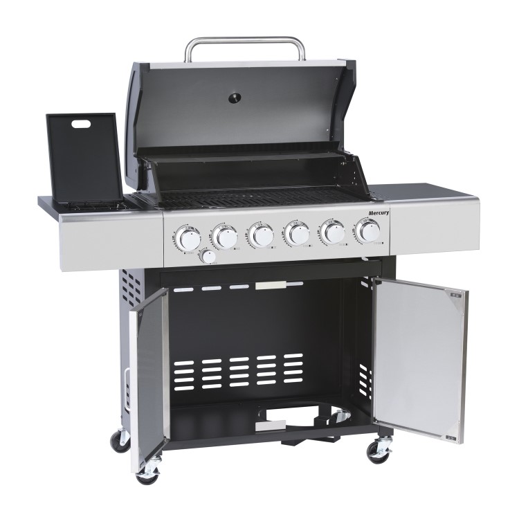 Outback OUT371152 Mercury 6 Burner Gas BBQ Hybrid - Stainless Steel 