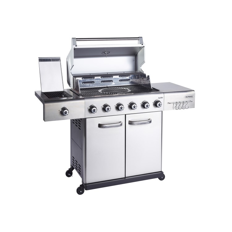 Outback Jupiter 6 Burner Gas BBQ Hybrid  - Stainless Steel