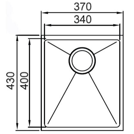 Astracast OXL2XBHOMEPK Onyx' Undermount Square Single Bowl Brushed Stainless Steel Sink with Tap Deck