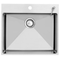 GRADE A1 - As new but box opened - Astracast OXS2XBHOMEPK Onyx flush mount Square Large Single Bowl Brushed Stainless Steel Sink With Soap Dispenser