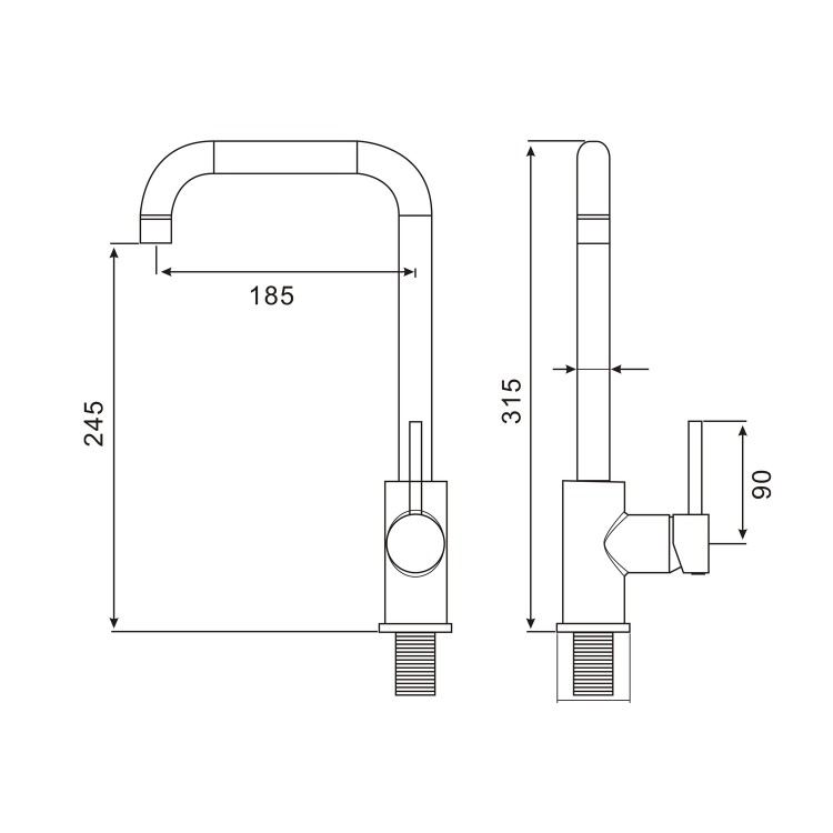 Reginox Single Lever Kitchen Tap - Matt Black