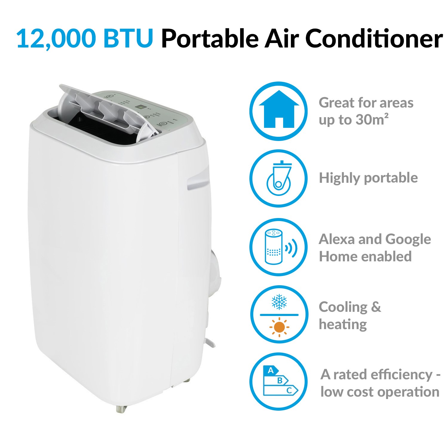 GRADE A2 electriQ 12000 BTU SMART WIFI Appcontrollable Portable Air