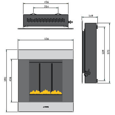 Smeg P23CL Classic Portrait Natural Gas Wall Fire in Stainless Steel