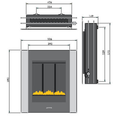 Smeg P23LINP Linea Portrait Natural Gas Wall Fire in Stainless Steel