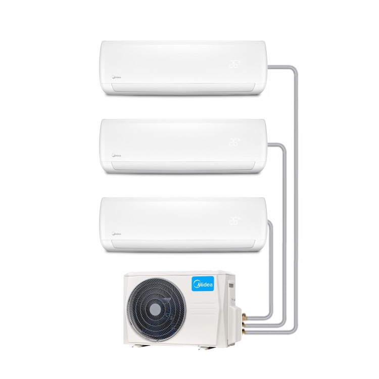 3 Way Multisplit 36000 BTU Inverter Air Conditioner with two 12000 BTU plus one 9000 BTU indoor units to a single outdoor 