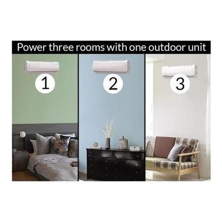 3 Way Multisplit 42000 BTU Inverter Air Conditioner with two 18000 BTU plus one 9000 indoor units to a  single  outdoor