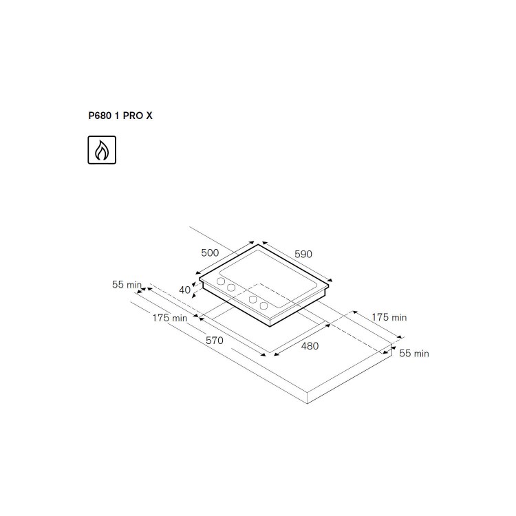 Bertazzoni P680-1-PRO-X Professional Series 60cm 4  Burner Gas Hob-Stainless Steel