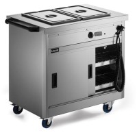 Lincat P6B2 Panther 670 Series Mobile Hot Cupboard with Bain Marie Top - 2 x 1/1 GN, Plug in