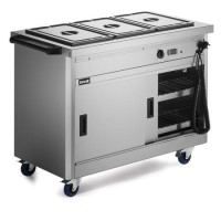 Lincat P6B3 Panther 670 Series Mobile Hot Cupboard with Bain Marie Top - 3 x 1/1 GN, Plug in