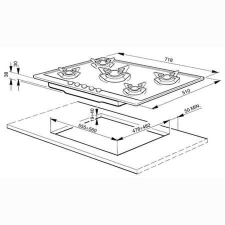 Smeg P75 72cm wide Piano Design Gas Hob in Polished stainless steel ...
