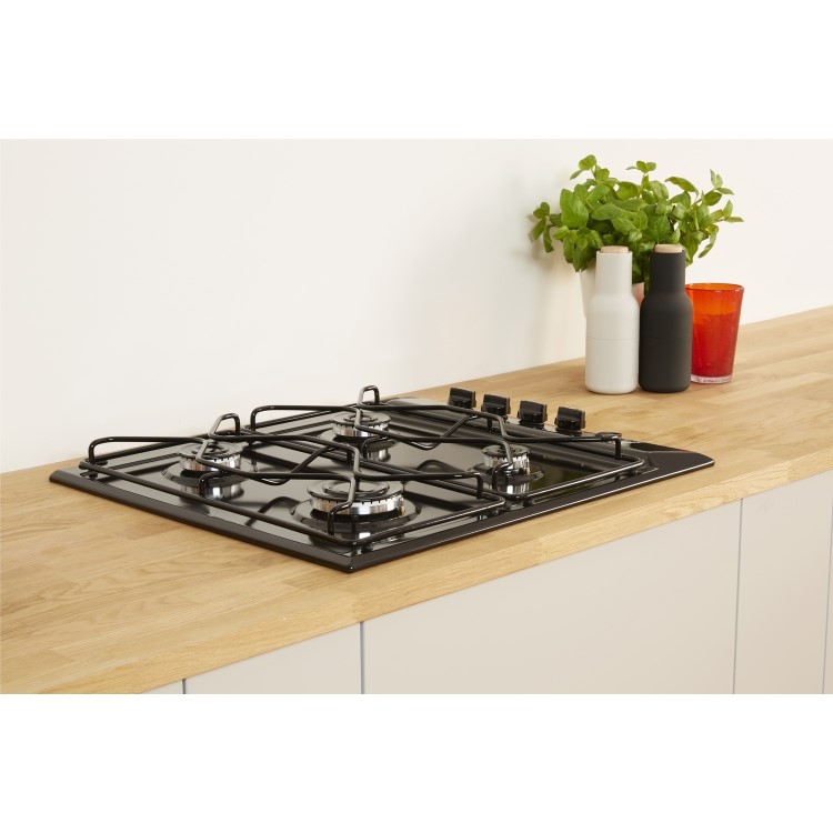 Indesit Aria 58cm 4 Burner Gas Hob - Black