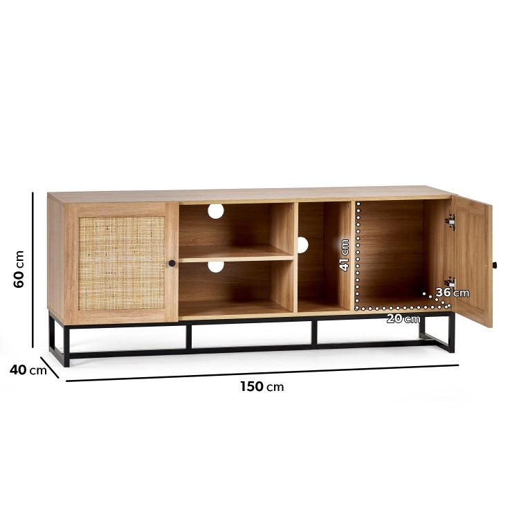 Large Oak TV Stand with Storage - TV's up to 60" - Padstow
