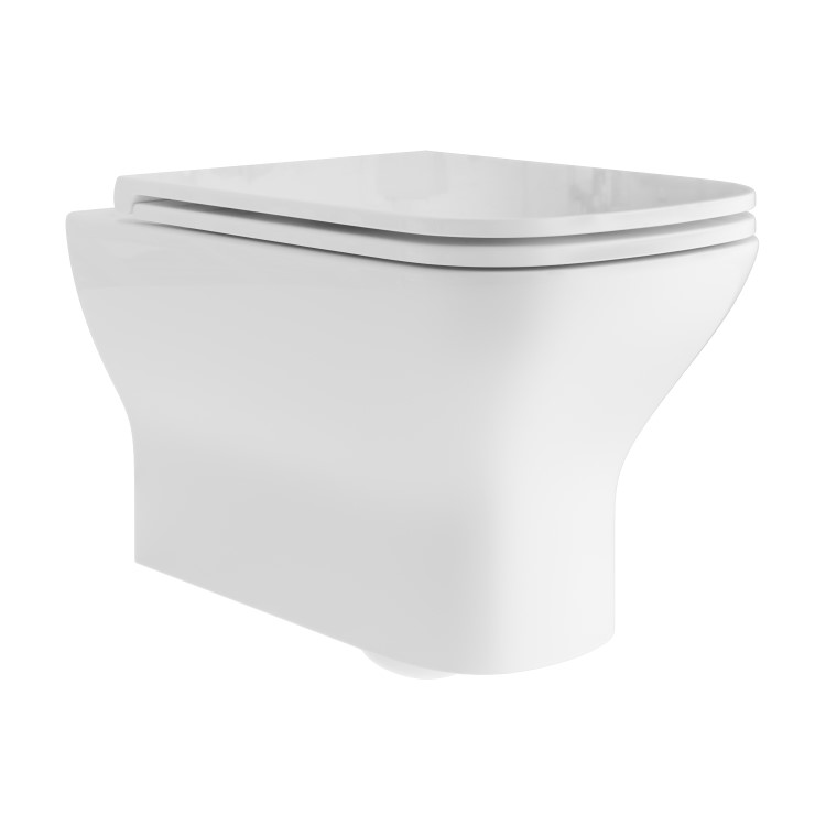 Wall Hung Rimless Toilet with Soft Close Seat, Brushed Brass Pneumatic Flush Plate, 1168mm Frame & Cistern – Palma