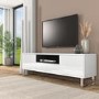 Wide White Gloss TV Stand with Storage - TV's up to 77" - Paloma