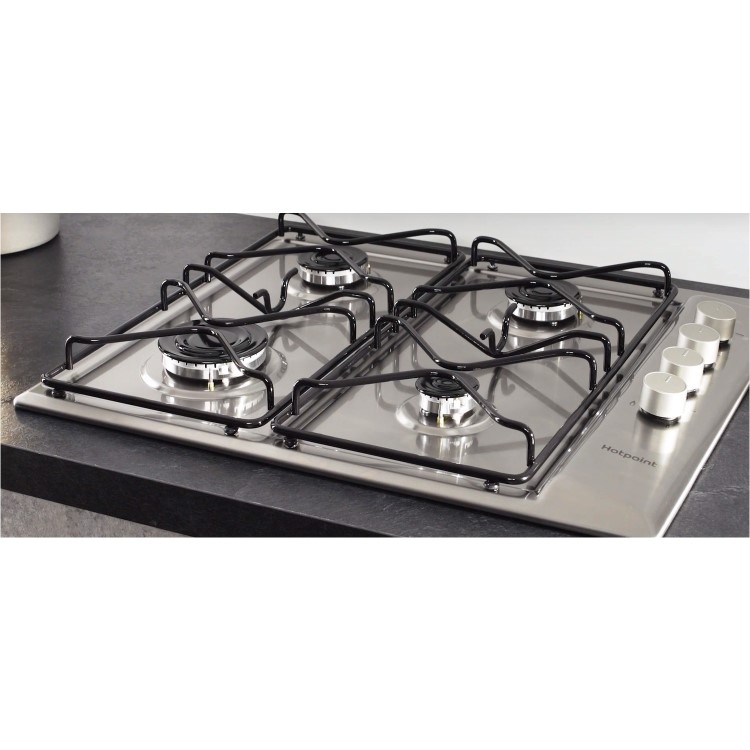 Refurbished Hotpoint PAN642IXH 58cm 4 Burner Gas Hob Stainless Steel