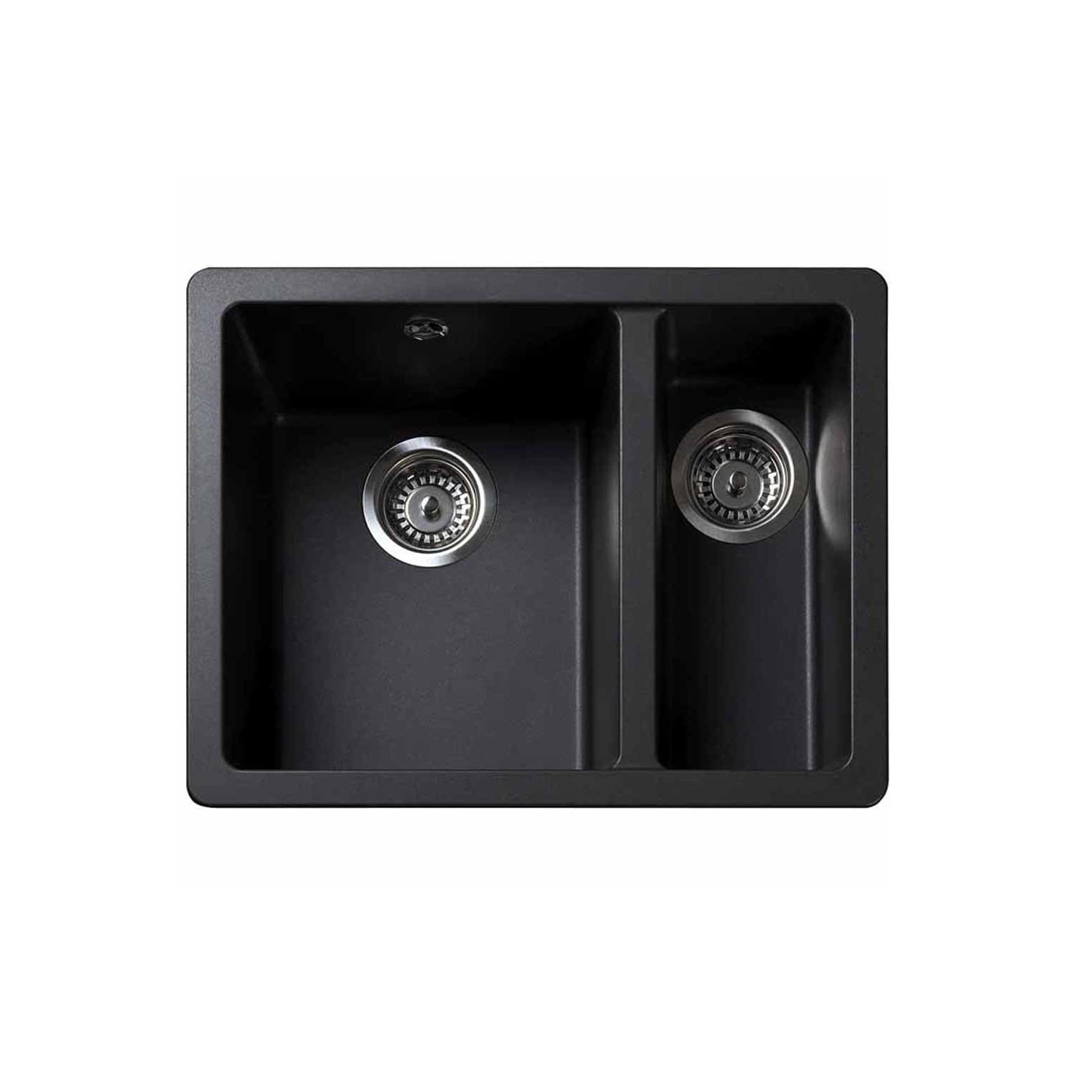 1.5 Bowl Undermount Black Granite Kitchen Sink with Righthand Drainer - Rangemaster Paragon
