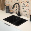 1.5 Bowl Undermount and Inset Black Granite Kitchen Sink with Righthand Drainer - Rangemaster Paragon