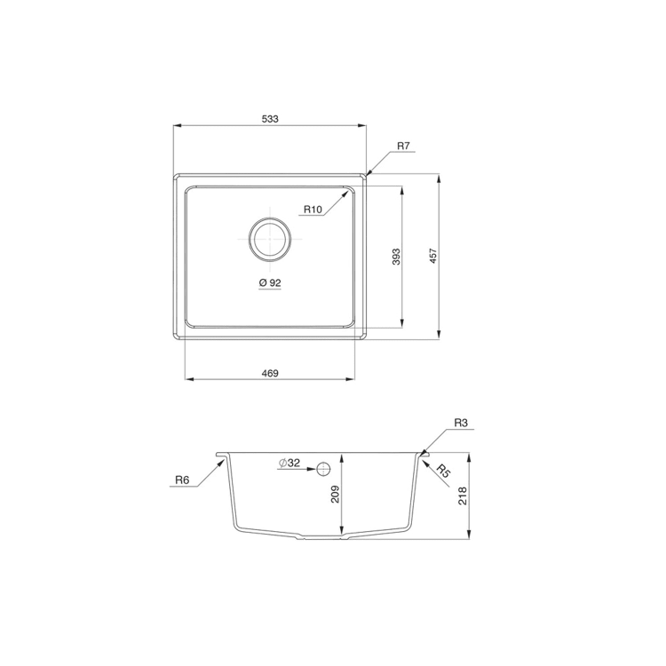 GRADE A1 - Box Opened Rangemaster Paragon Single Bowl Undermount White Granite Kitchen Sink