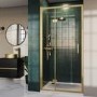 ONLY OPENED - 1000mm Brushed Brass Hinged Shower Door 8mm Glass - Pavo