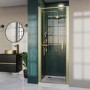 Brushed Brass 8mm Glass Hinged Shower Door 900mm - Pavo