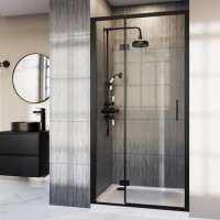 1200mm Black Hinged Shower Door 8mm Glass - Pavo 1200mm Black Hinged Shower Door 8mm Glass - Pavo
